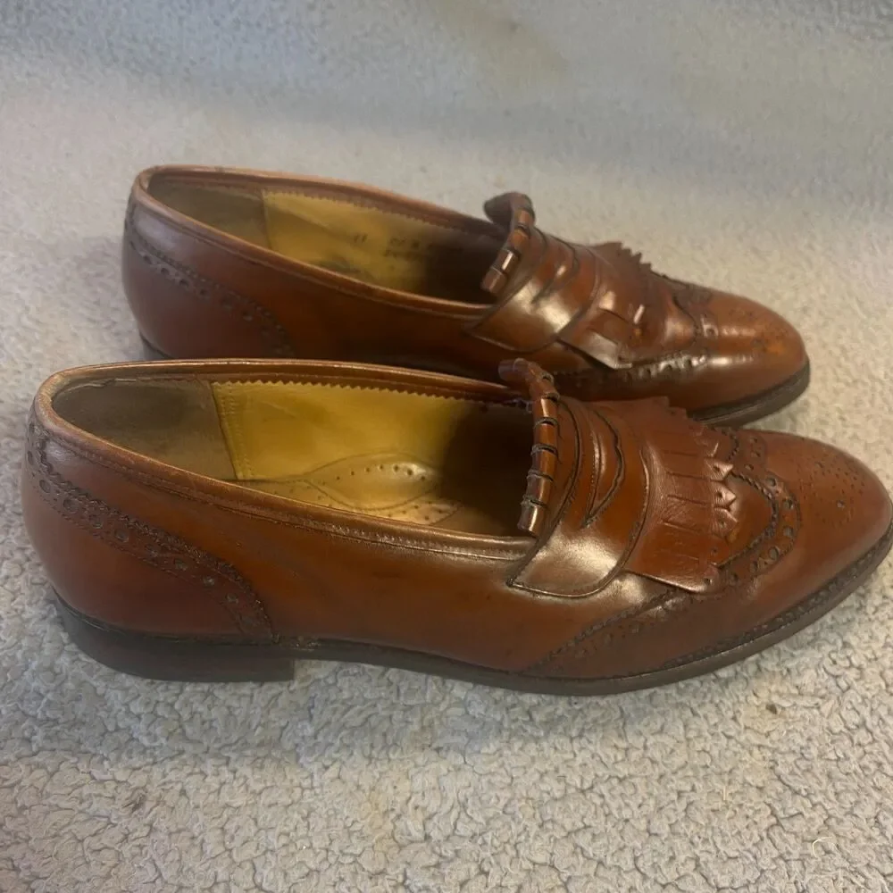 JOHNSTON & MURPHY Aristocraft Loafers 11 NARROW Leather Tassel Slip On Shoes